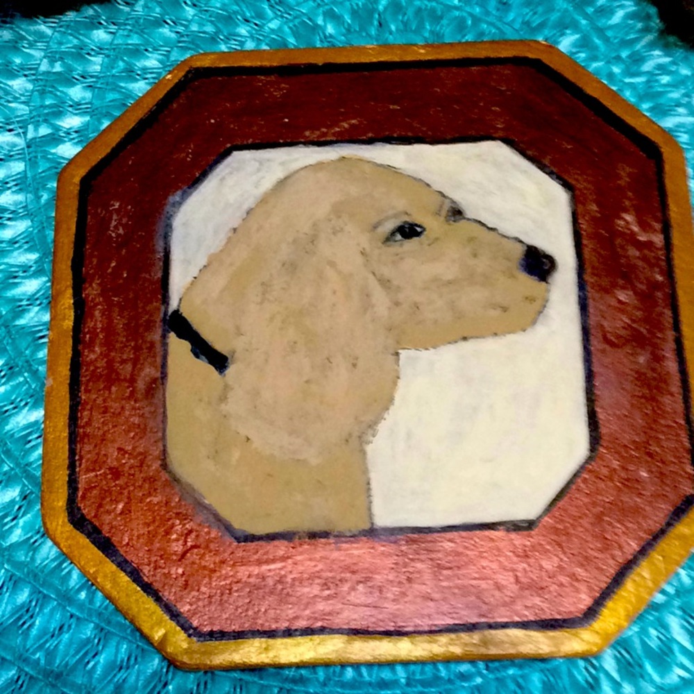 Vtg East TN Grocery Co.Dog Trivet.  Beveled.  6”.
